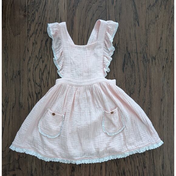 Shrimp & Grits Pink Cotton Pinafore Dress - Picture 1 of 8